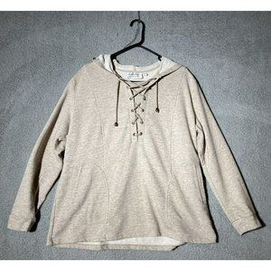 LINEA LEISURE Louis Dell’Olio  Womens Long Sleeve Lace-up Hoodie Tan Size Large